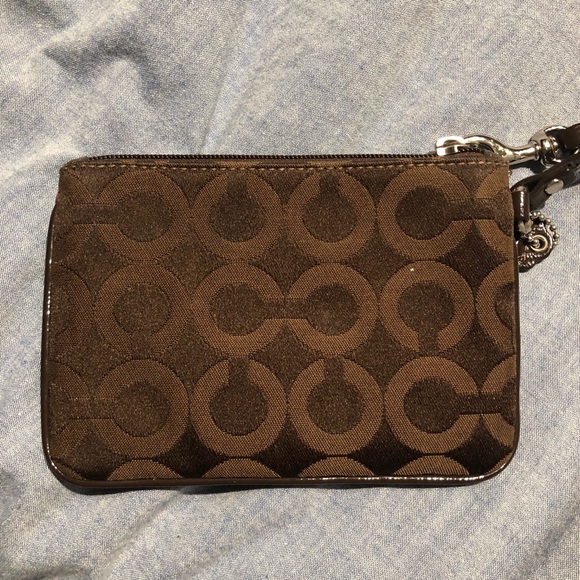 Coach Signature Brown Wristlet - Picture 6 of 9